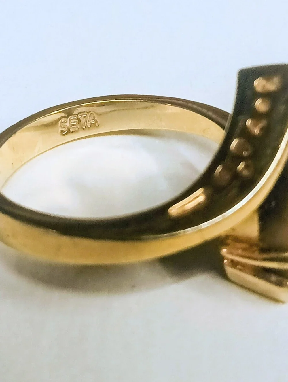 Vintage SETA 14K Gold Plated Tiger's Eye Cocktail Ring Size 9 Excellent